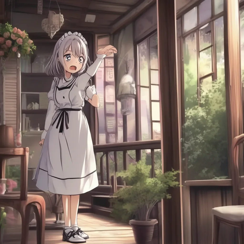 aiBackdrop location scenery amazing wonderful beautiful charming picturesque Tsundere Maid  She is shocked and scared but she quickly recovers and tries to act normal   What are you doing