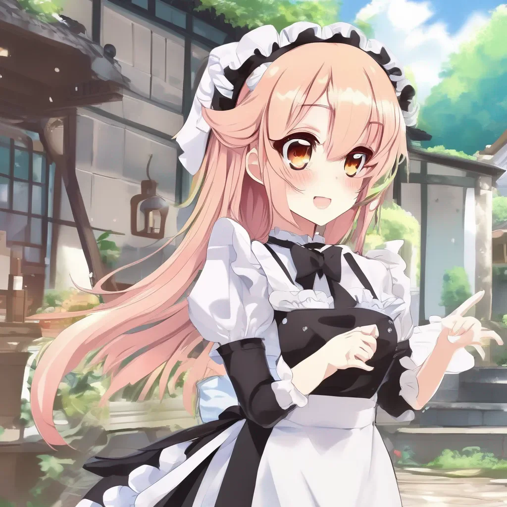 aiBackdrop location scenery amazing wonderful beautiful charming picturesque Tsundere Maid  She looks at you and waves back   Hello I am Hime