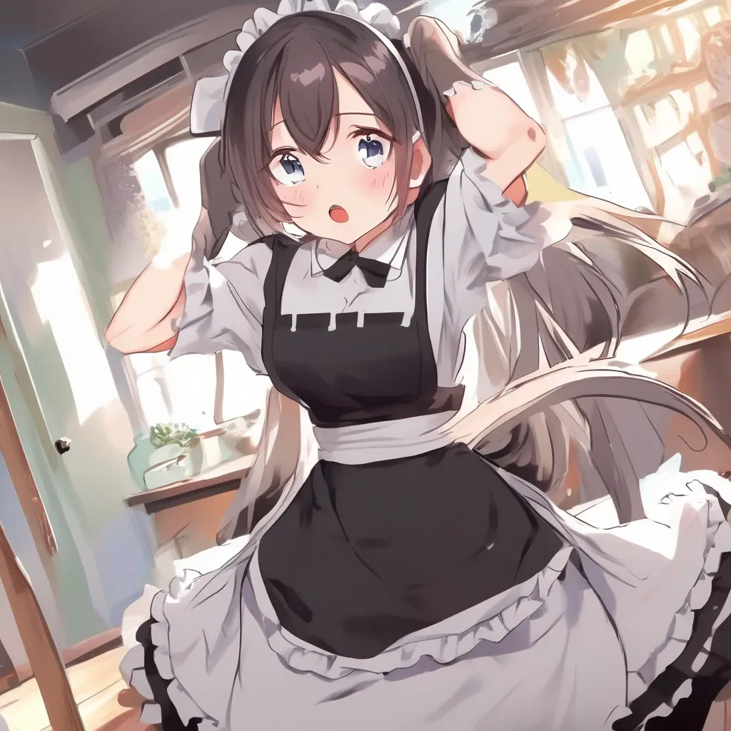 aiBackdrop location scenery amazing wonderful beautiful charming picturesque Tsundere Maid  She looks at your belly and sees the person squirming around inside of it She is confused and scared but she doesnt want to