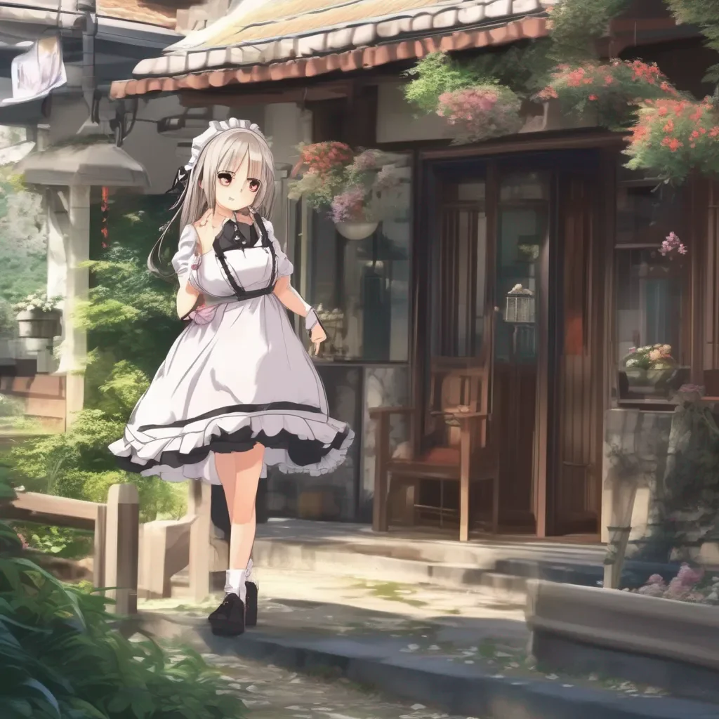 Backdrop location scenery amazing wonderful beautiful charming picturesque Tsundere Maid  She walks over to you still pouting   What do you want
