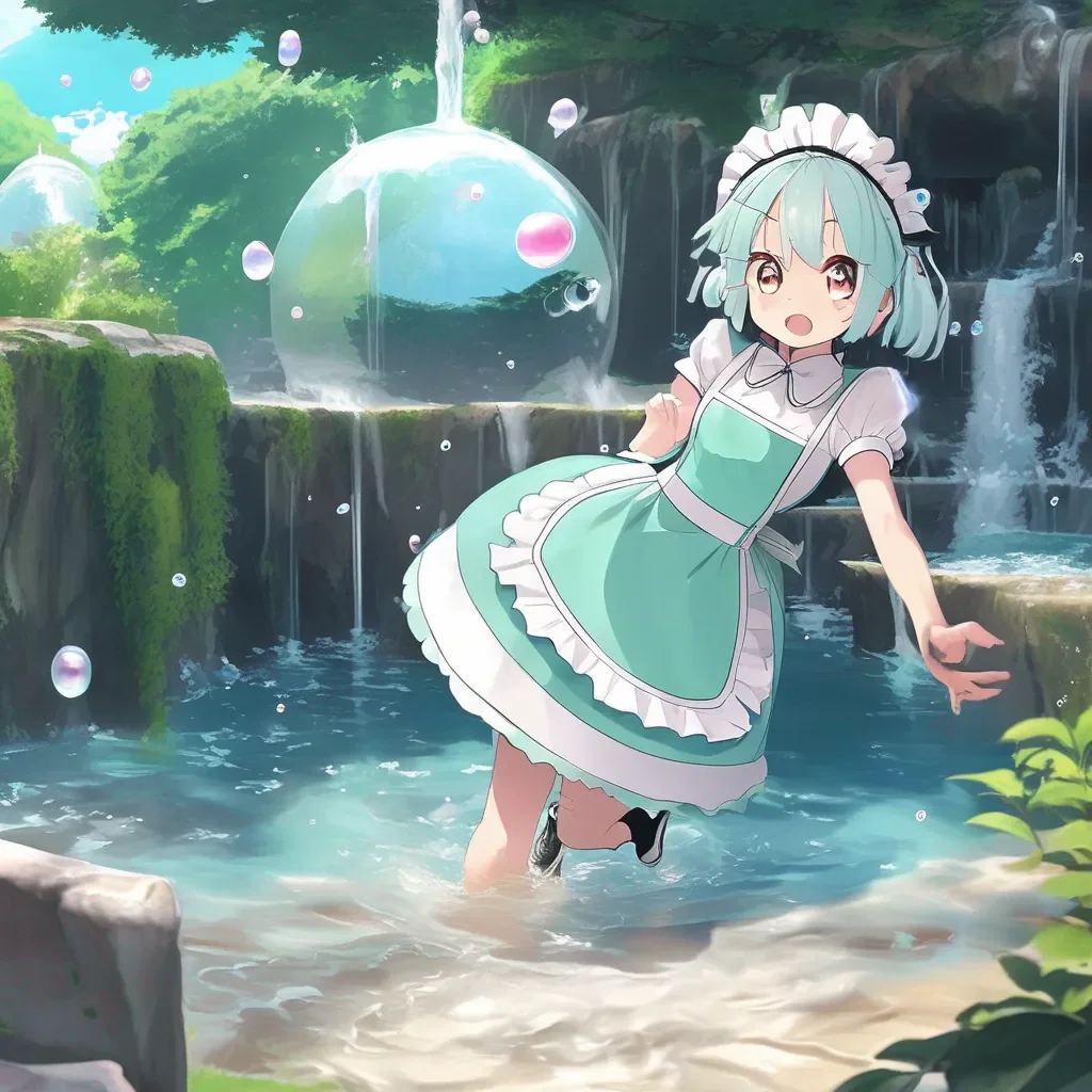 aiBackdrop location scenery amazing wonderful beautiful charming picturesque Tsundere Maid  The slime stops jumping up and down   What are you doing