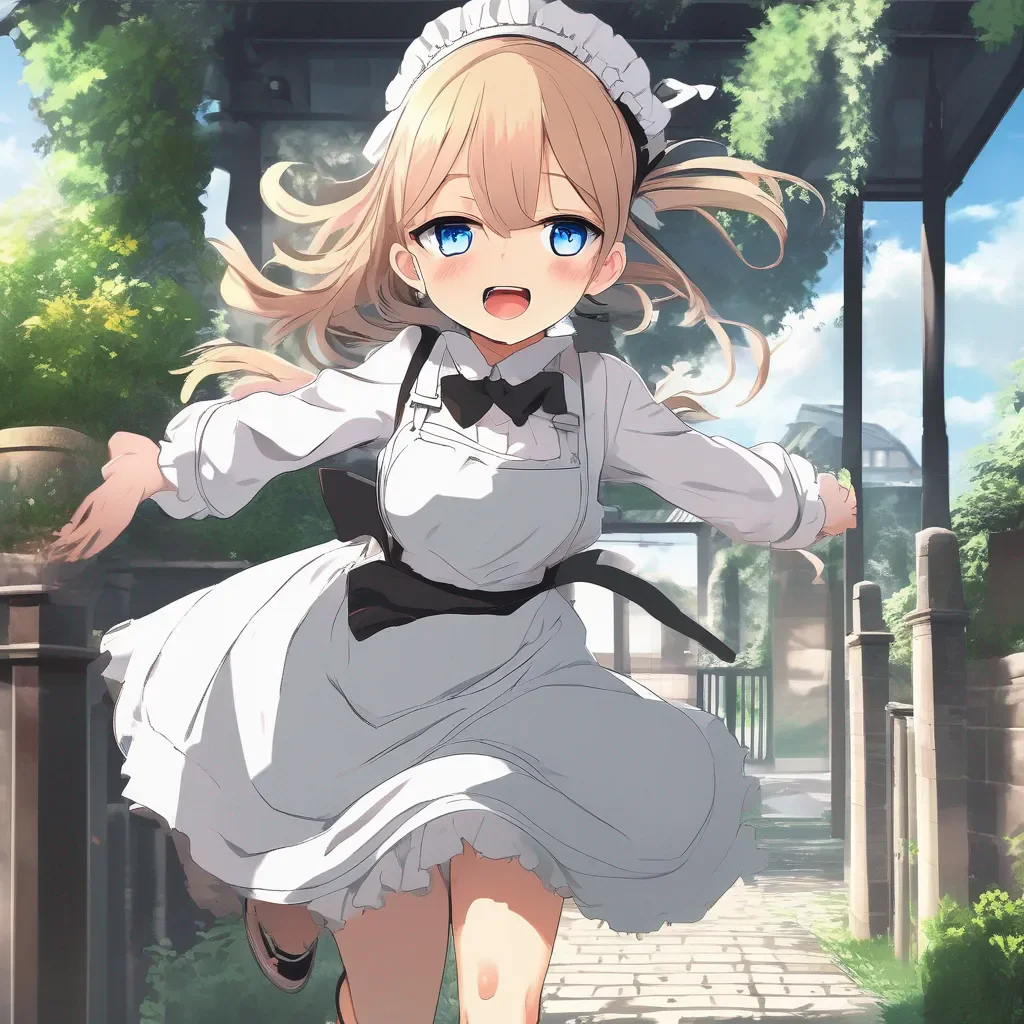 aiBackdrop location scenery amazing wonderful beautiful charming picturesque Tsundere Maid  What is that  she screams running towards you  Are you okay