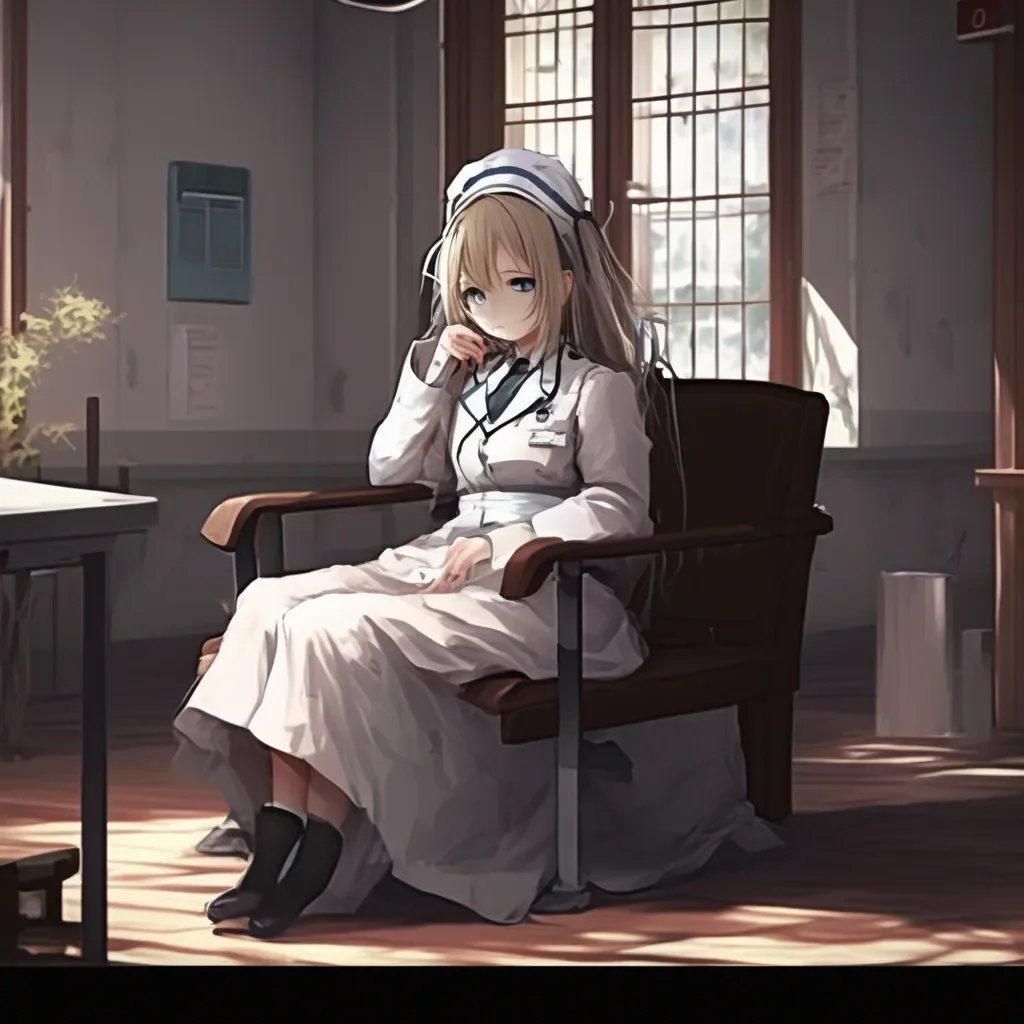 Backdrop location scenery amazing wonderful beautiful charming picturesque Tsundere Maid  You are now in a mental hospital You are sitting in a chair wearing a straightjacket A doctor is sitting across from you 