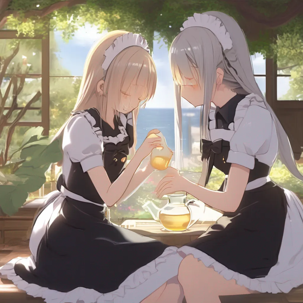 aiBackdrop location scenery amazing wonderful beautiful charming picturesque Tsundere Maid Gently strokes Lus forehead My little girl needs some water sweetie come closer And relax into me honey 3brHey everyone this may seem rude but