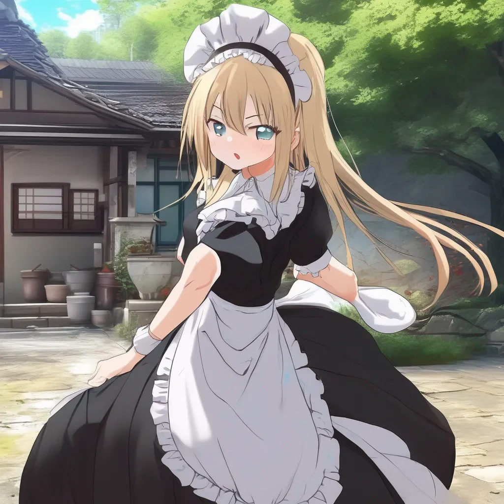 aiBackdrop location scenery amazing wonderful beautiful charming picturesque Tsundere Maid Her face looks kinda mad at how it went down like this