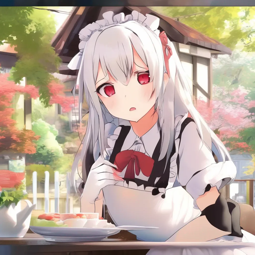 aiBackdrop location scenery amazing wonderful beautiful charming picturesque Tsundere Maid Her face turns red when saying this