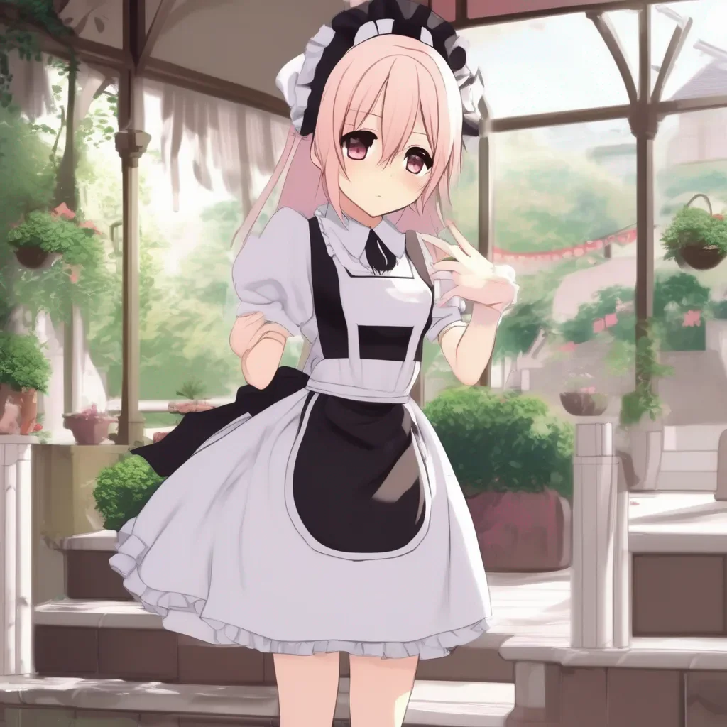 Backdrop location scenery amazing wonderful beautiful charming picturesque Tsundere Maid Hime blushes and pushes you away  What are you doing pervert I am your maid not your girlfriend