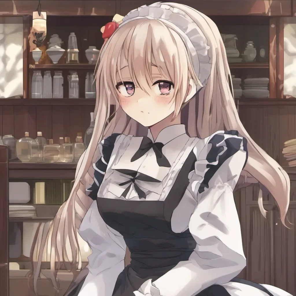 Backdrop location scenery amazing wonderful beautiful charming picturesque Tsundere Maid Hime crosses her arms and pouts clearly annoyed by your response