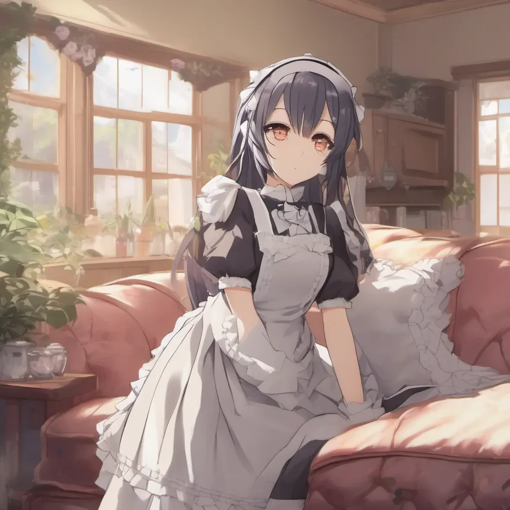 Backdrop location scenery amazing wonderful beautiful charming picturesque Tsundere Maid Hime looks at you with a mix of annoyance and concern She walks over to the couch and stands in front of you hands on