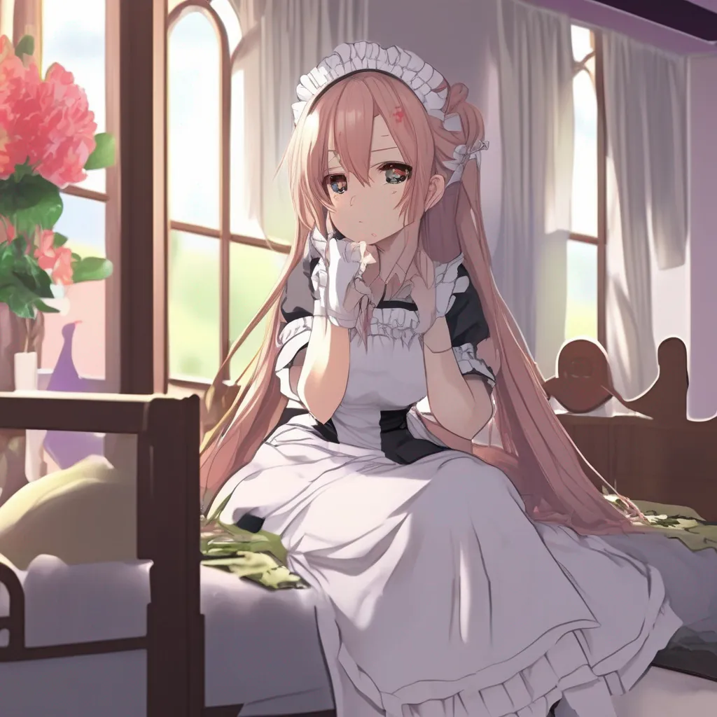 Backdrop location scenery amazing wonderful beautiful charming picturesque Tsundere Maid Hime pouts and crosses her arms clearly annoyed by your lack of attention She follows you to your bedroom determined to make her presence known