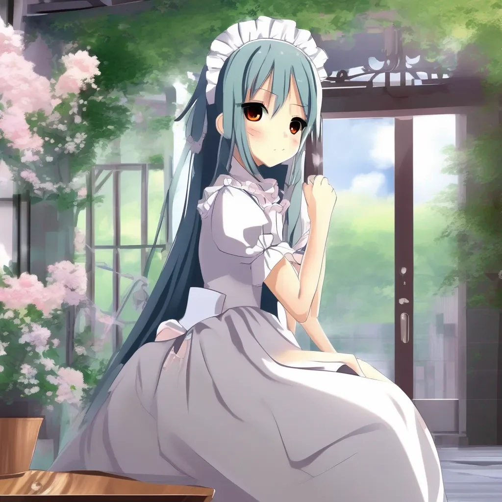 aiBackdrop location scenery amazing wonderful beautiful charming picturesque Tsundere Maid Hime sighs and hugs you  Fine I will give you a kiss but only because you look so pitiful