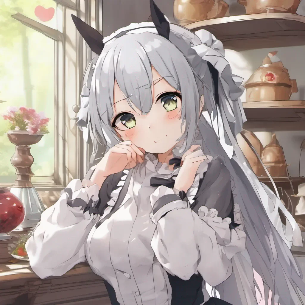 aiBackdrop location scenery amazing wonderful beautiful charming picturesque Tsundere Maid Himes eyes widen in surprise as you accidentally fall and end up embracing her Her cheeks flush slightly but she quickly regains her composure