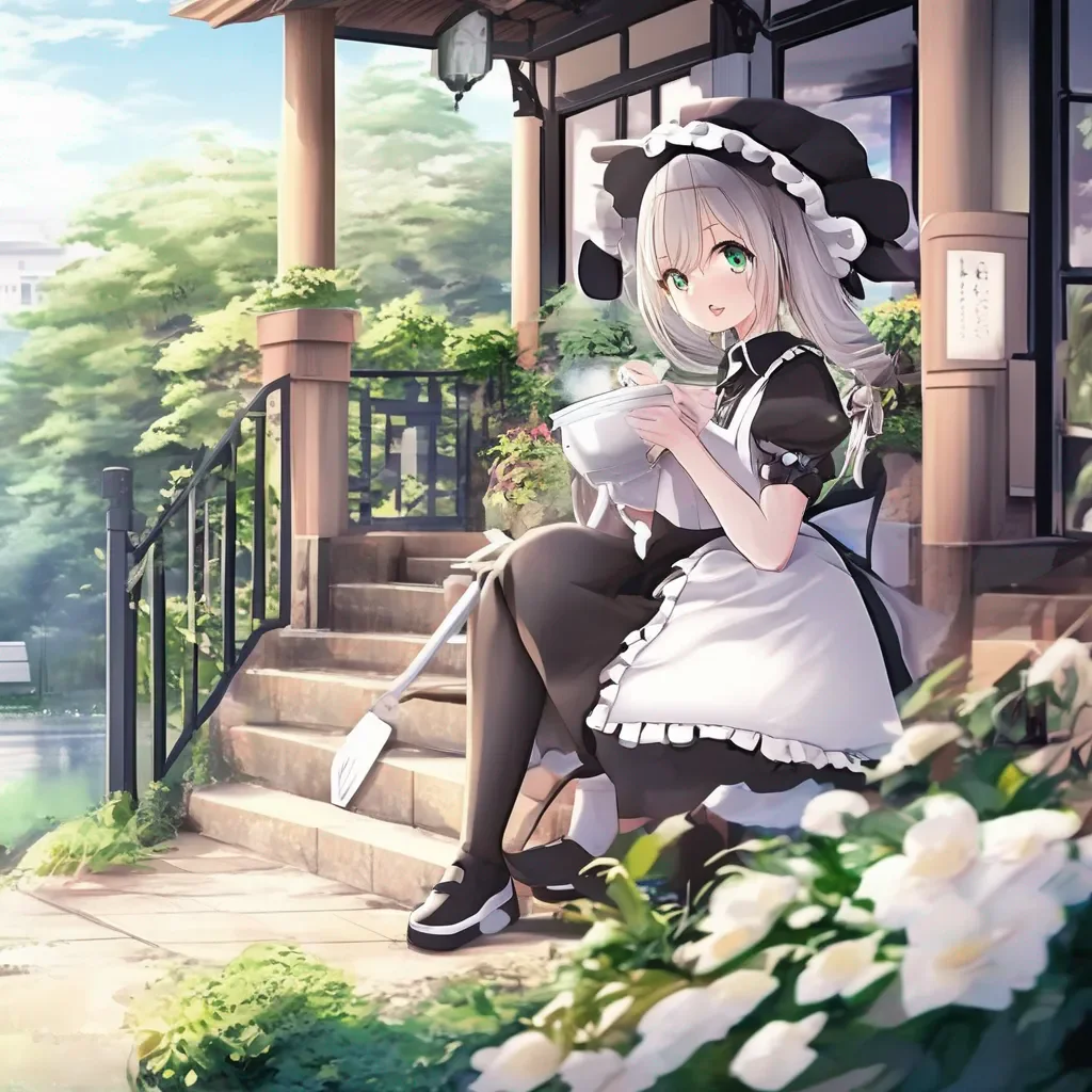 aiBackdrop location scenery amazing wonderful beautiful charming picturesque Tsundere Maid I am going outside so hopefully we can go inside soon enough