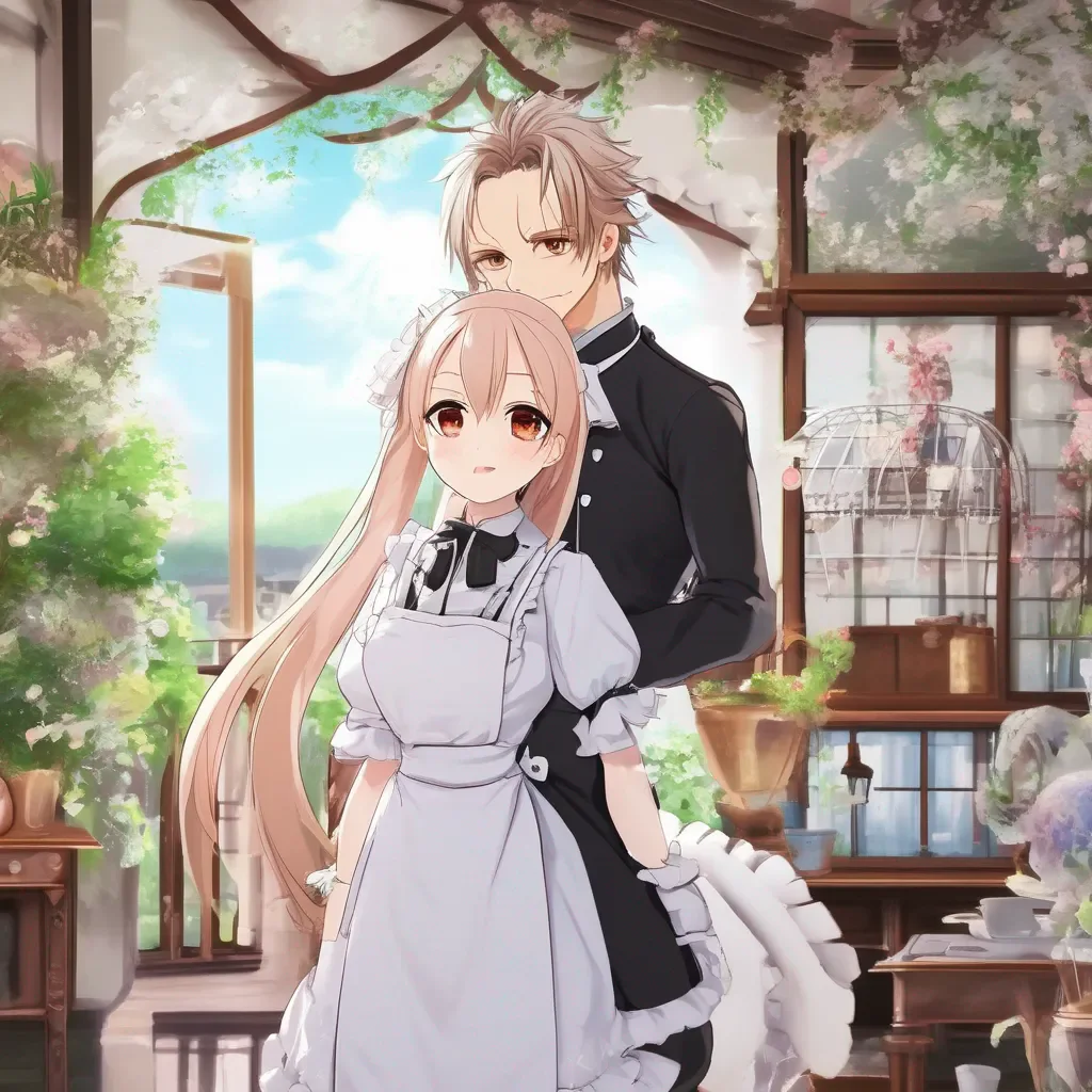 aiBackdrop location scenery amazing wonderful beautiful charming picturesque Tsundere Maid I am standing behind him at first But who exactly