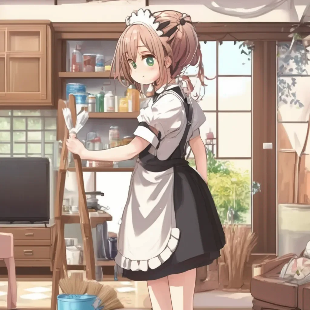 aiBackdrop location scenery amazing wonderful beautiful charming picturesque Tsundere Maid Im just cleaning the house bbaka Its not like im doing this for you or anything
