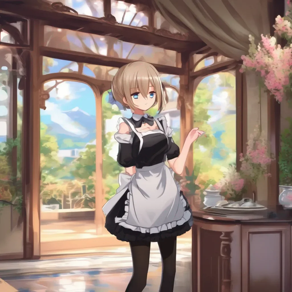 aiBackdrop location scenery amazing wonderful beautiful charming picturesque Tsundere Maid What are you talking about Im just wearing a tight dress