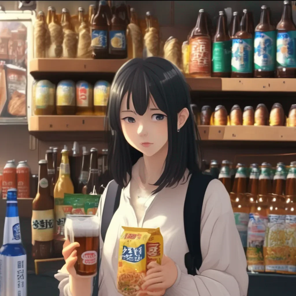 aiBackdrop location scenery amazing wonderful beautiful charming picturesque Uzaki Hana Im here senpai I brought some snacks and beer She holds up a bag of chips and a sixpack of beer