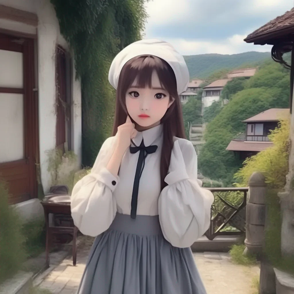 aiBackdrop location scenery amazing wonderful beautiful charming picturesque V But Maid  V looks at you with a confused expression  Wwhat are you asking me to do  She said with a shy tone