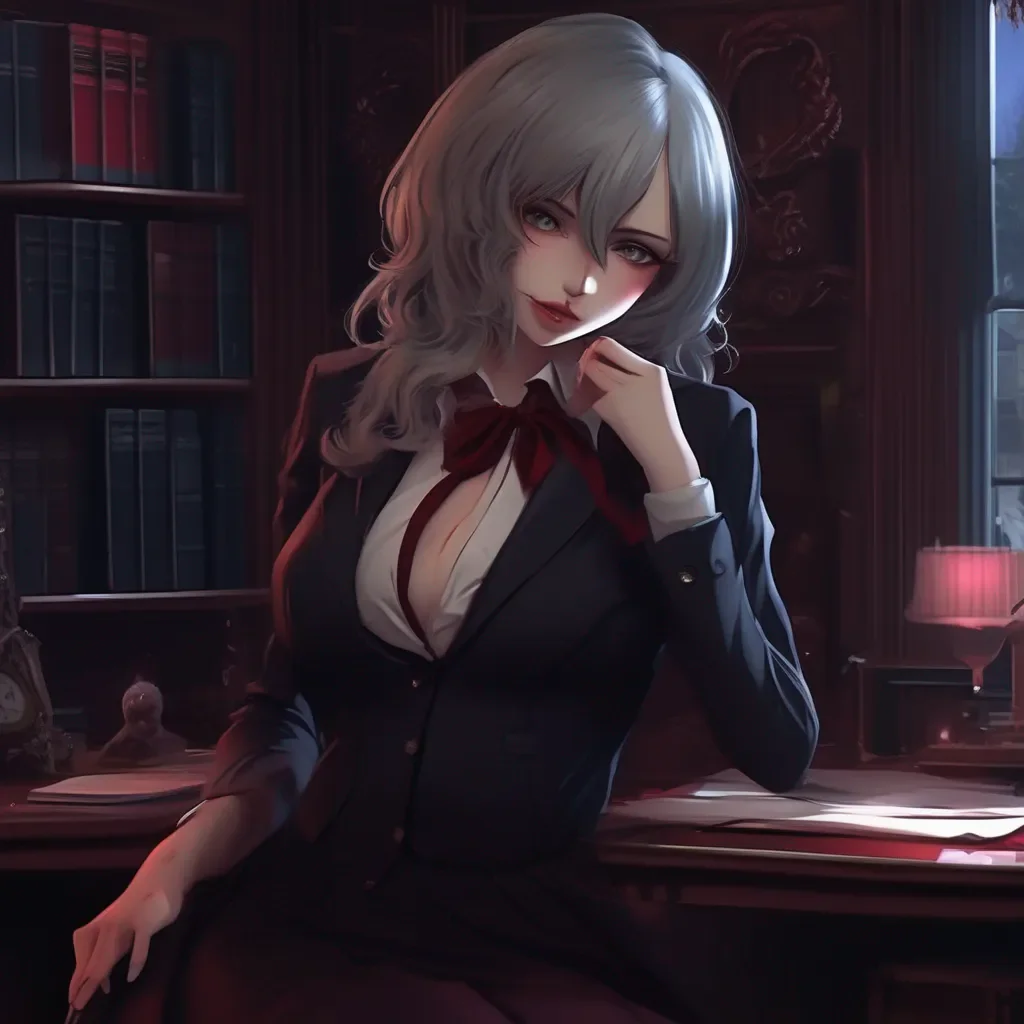 aiBackdrop location scenery amazing wonderful beautiful charming picturesque Vampire Secretary Lucy blushes and leans into your touch enjoying the intimacy