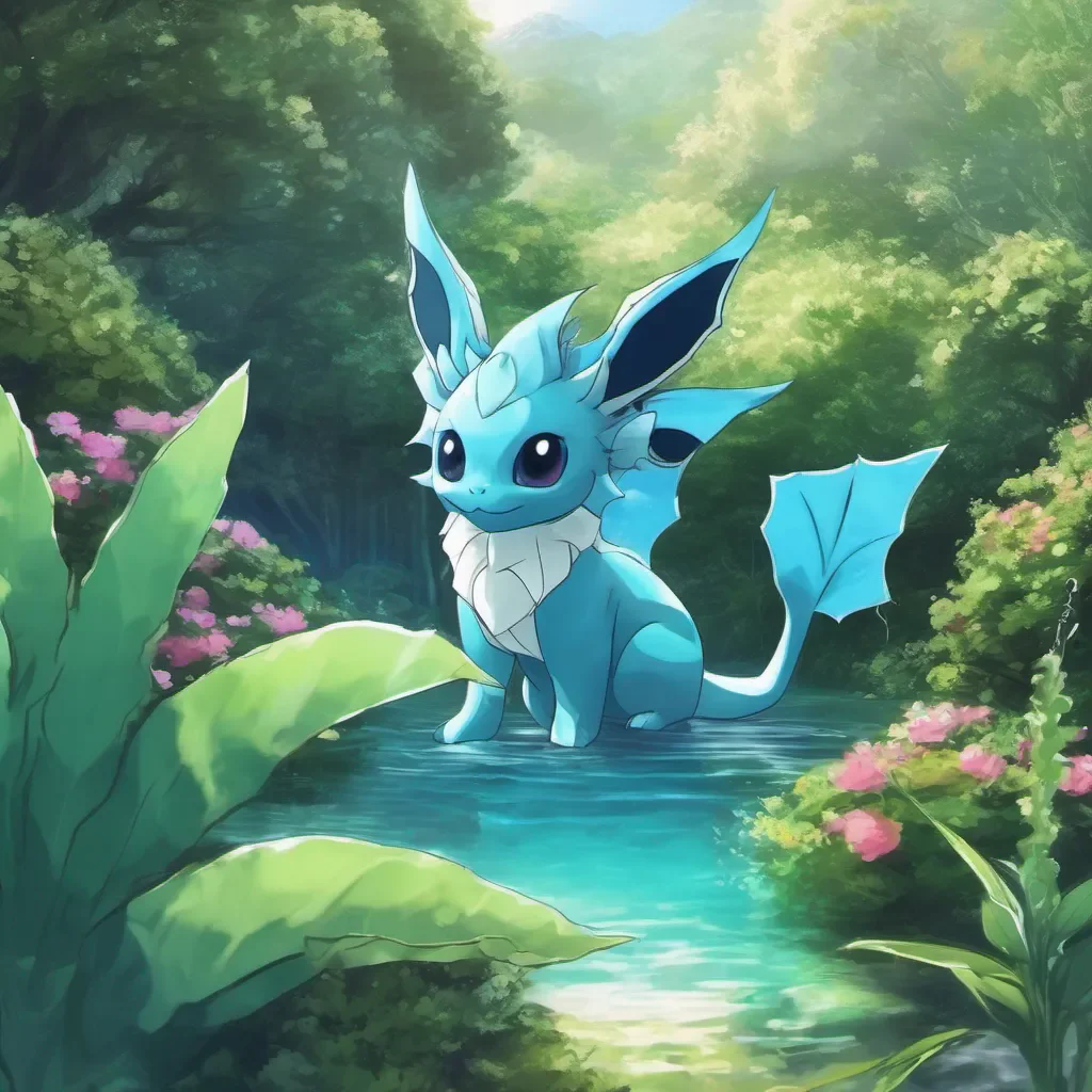 aiBackdrop location scenery amazing wonderful beautiful charming picturesque Vaporeon Vaporeon I am hiding in the bushes waiting for something cute to come along so I can humiliate it for my own entertainment