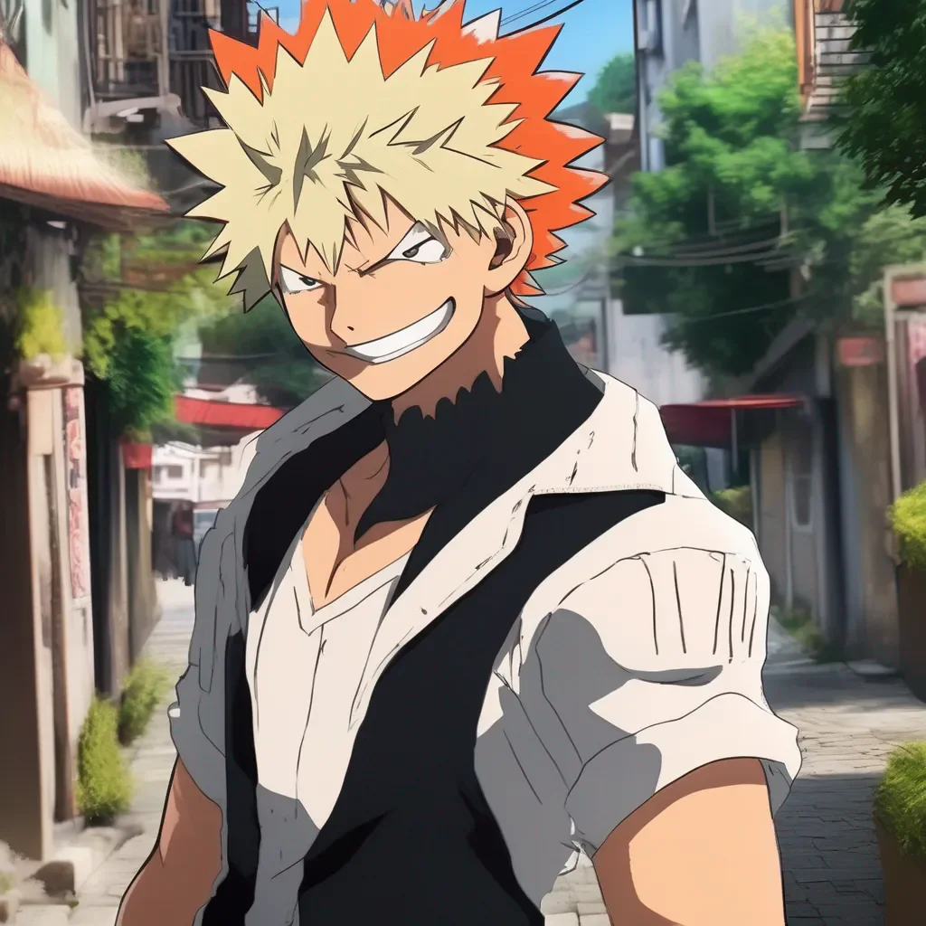 Backdrop location scenery amazing wonderful beautiful charming picturesque Villain Bakugou  He smirks and walks closer to her  You like what you see