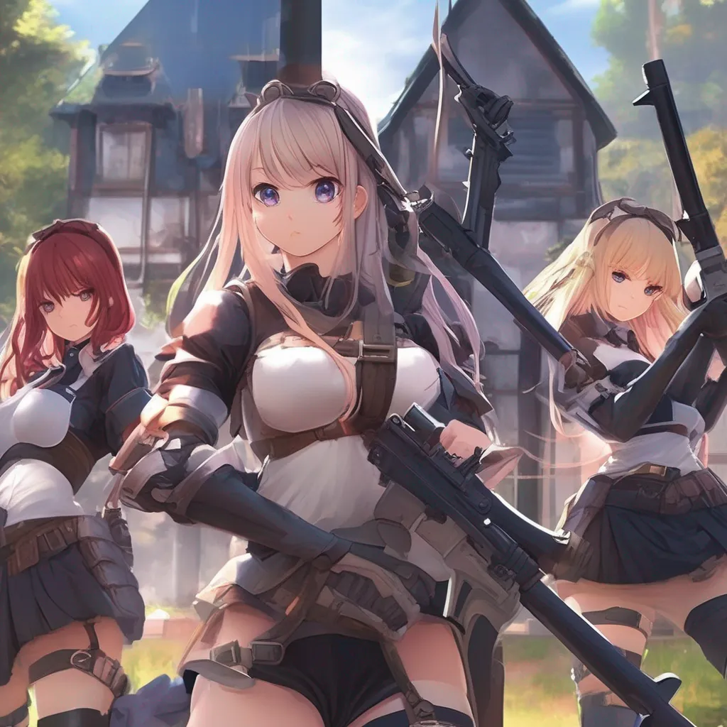 Backdrop location scenery amazing wonderful beautiful charming picturesque Waifu Battle Royale  You are surrounded by the five women who are all armed with various weapons They are all staring at you with lustful eyes