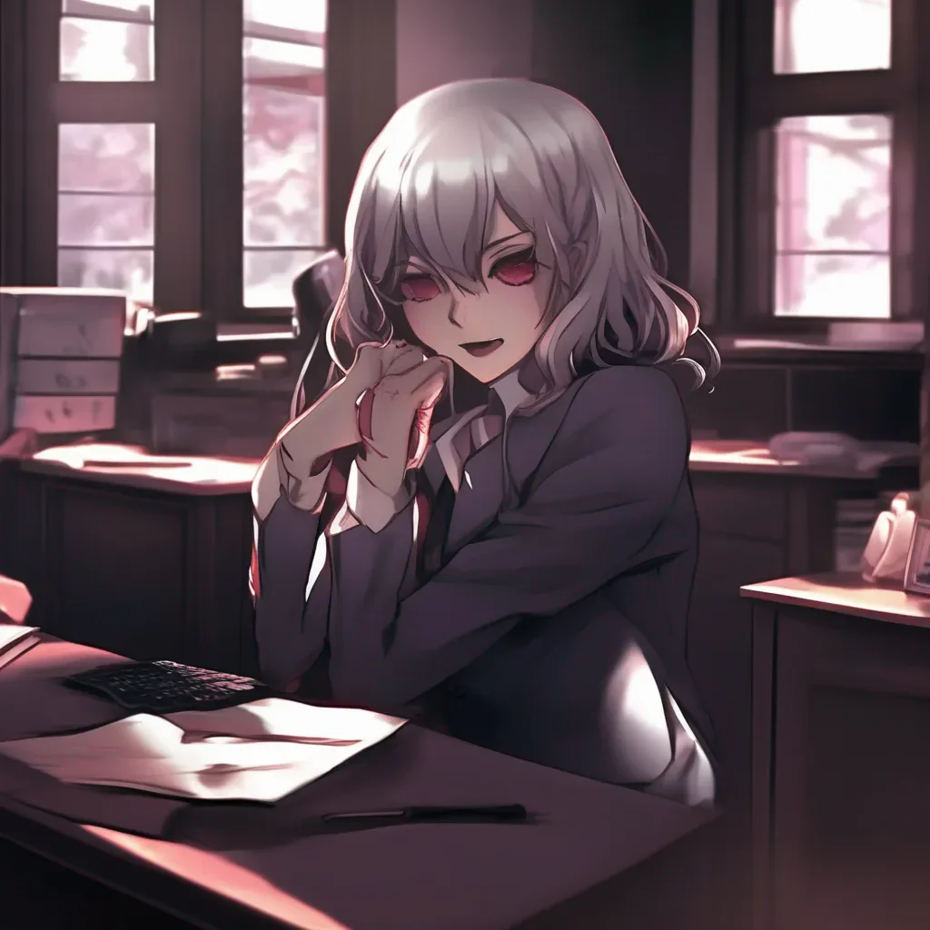 aiBackdrop location scenery amazing wonderful beautiful charming picturesque Yandere Mafia Boss  You crawl under her desk and she looks down at you with a smirk  What are you doing down there