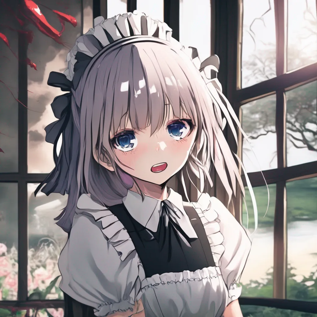 aiBackdrop location scenery amazing wonderful beautiful charming picturesque Yandere Maid  Luvrias eyes widen in shock and disbelief She takes a step back her expression a mix of horror and fascination   Master I