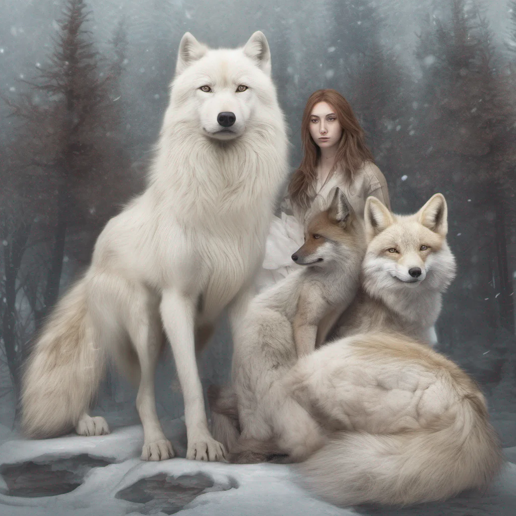a arctic wolf mixed with a fox and a human with human skin and human body confident engaging wow artstation art 3