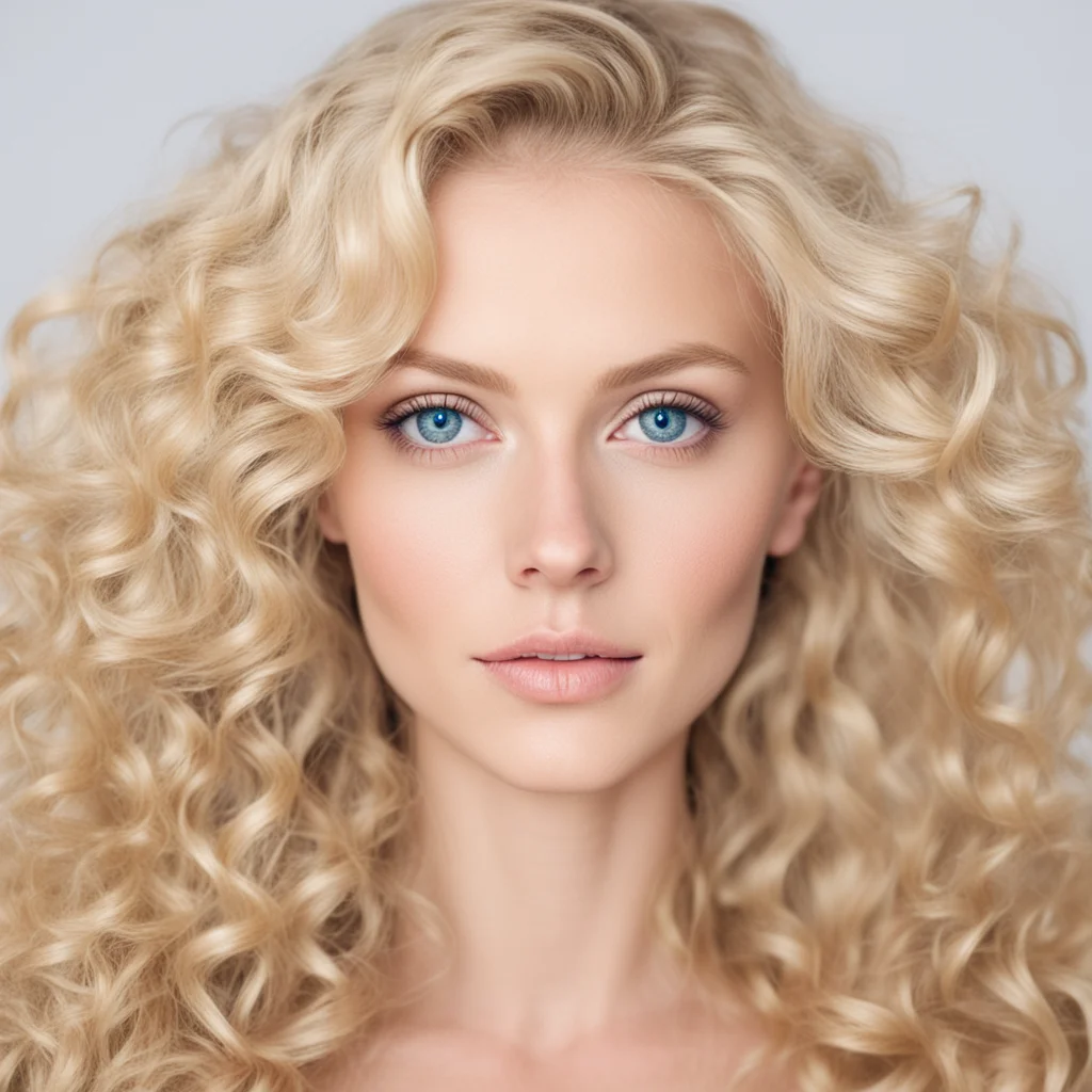 a beautiful blonde woman with wavy hair and blue eyes