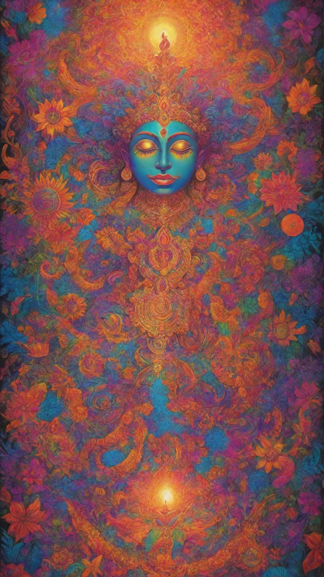 a beautiful composition of a glowing psychedelic spirit of goa gil  tall