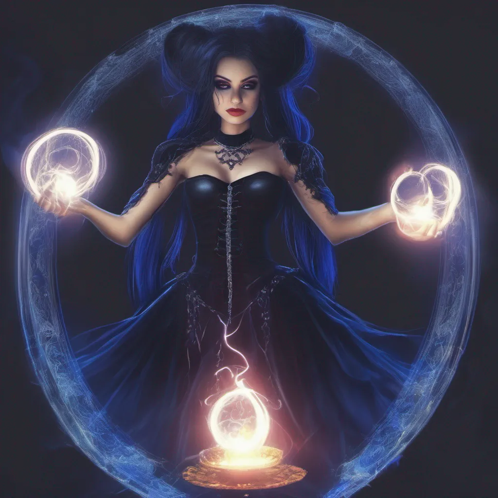 aia beautiful gothic witches showing of her magic%2C woman%2C magic is dark and blue glowing colored%2C magical glowing aura%2C powerful%2C ultra power%2C glowing power%2C magical power%2C magical effects%2C stuning face%2C mega ponytail%2C beautiful hair%2C witch hat%2C soft lighting%2C night hour%2C backround big forest%2C