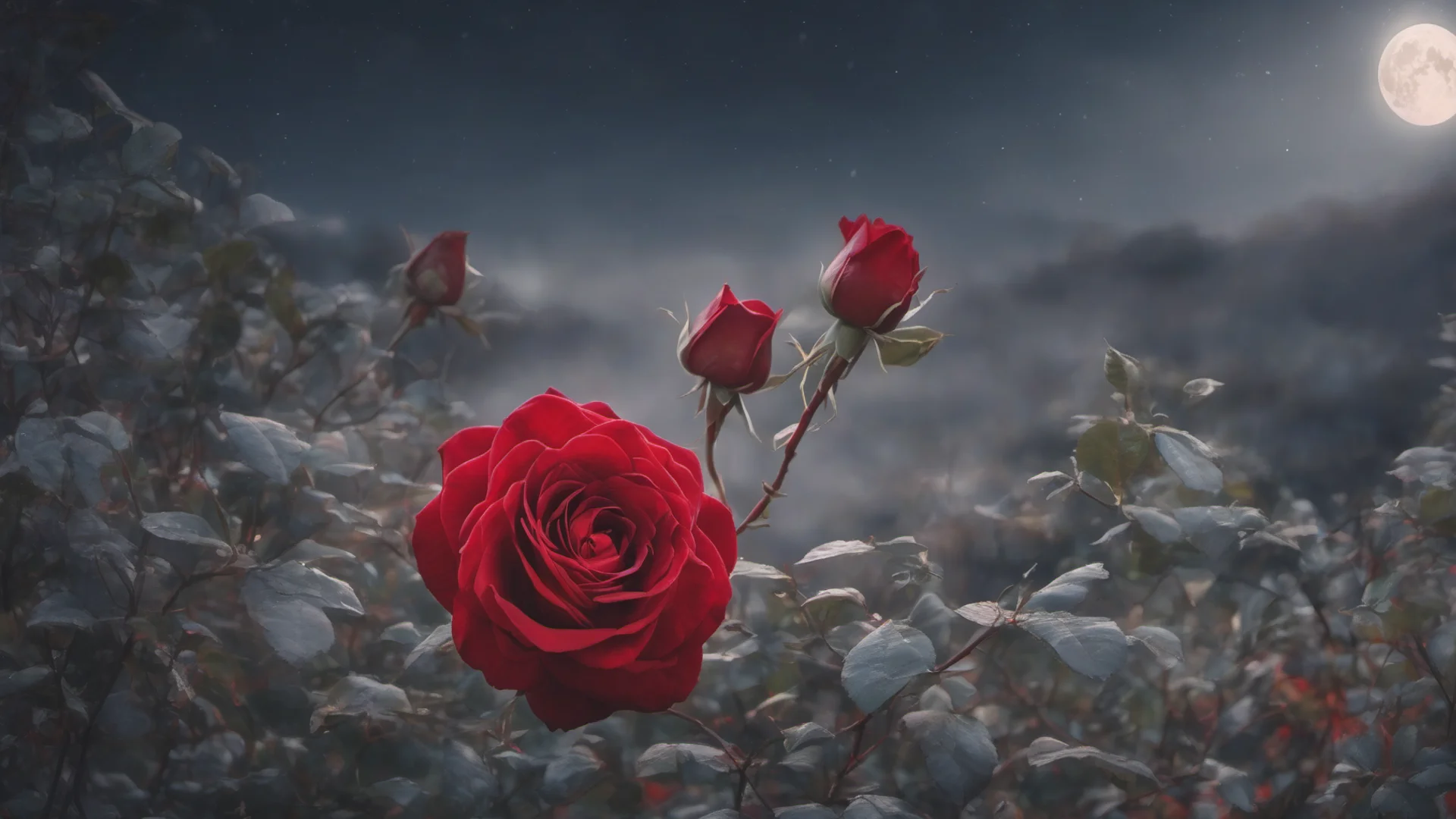 aia beautiful red rose under the moonlight amazing awesome portrait 2 wide