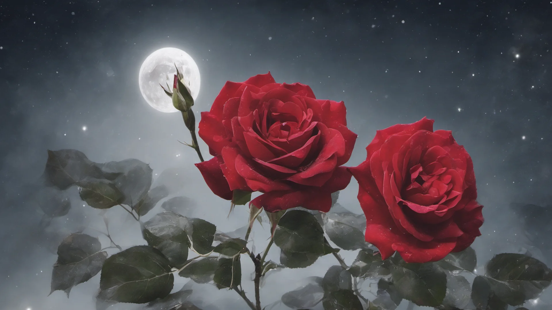 aia beautiful red rose under the moonlight wide