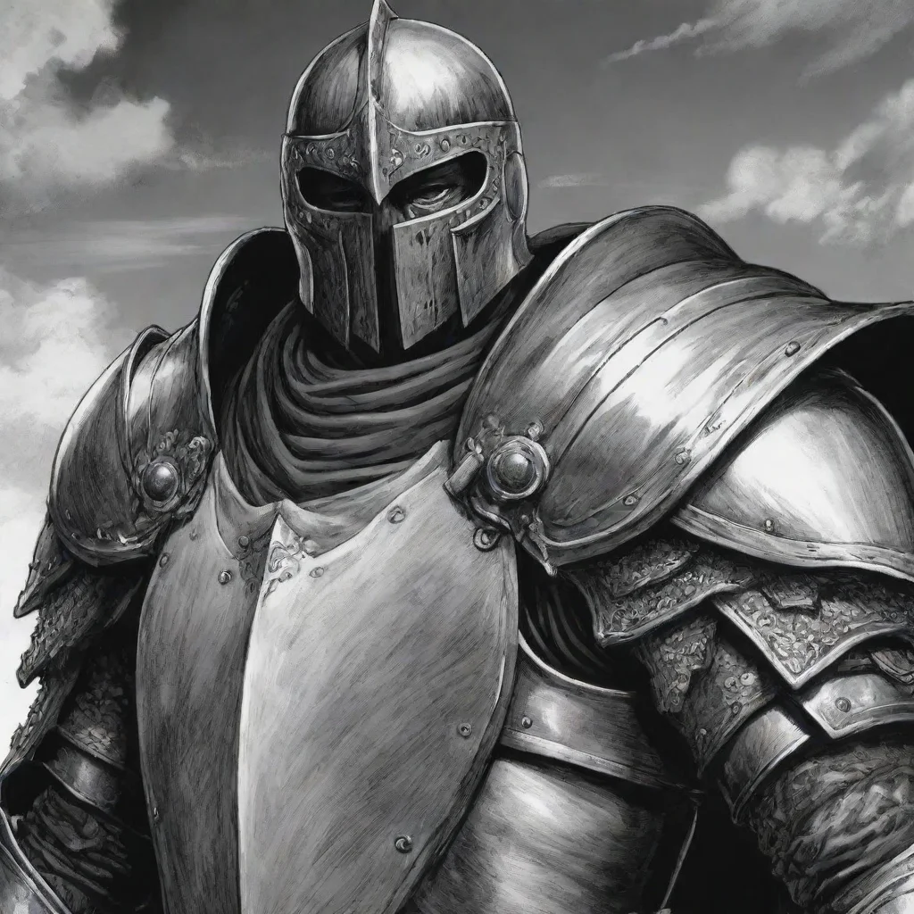 aia berserk manga style manga panel of a powerful knight%2C black and white