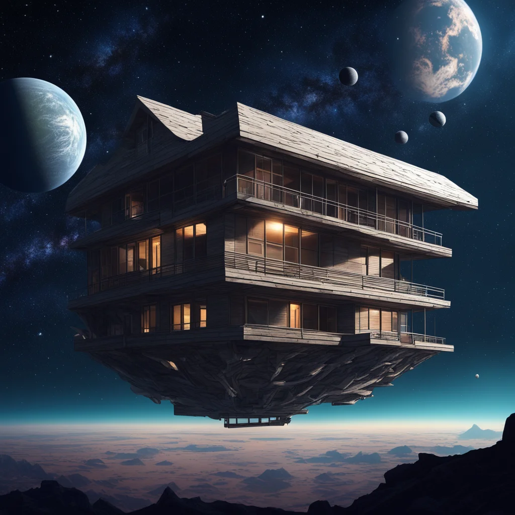 a big house floating in space amazing awesome portrait 2