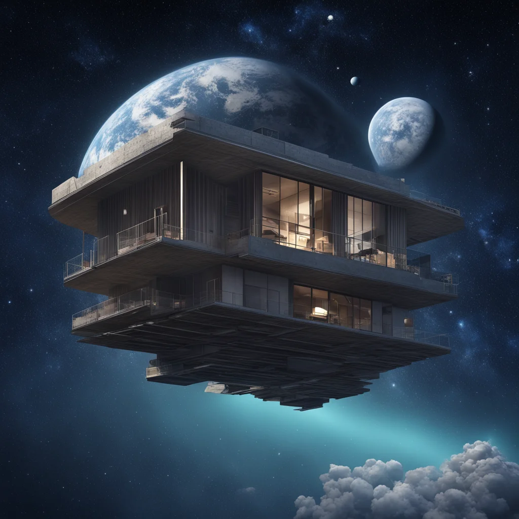 a big house floating in space confident engaging wow artstation art 3