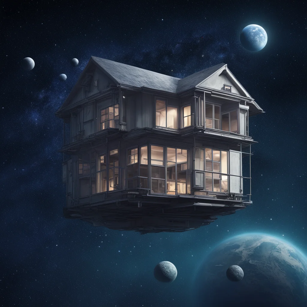 a big house floating in space