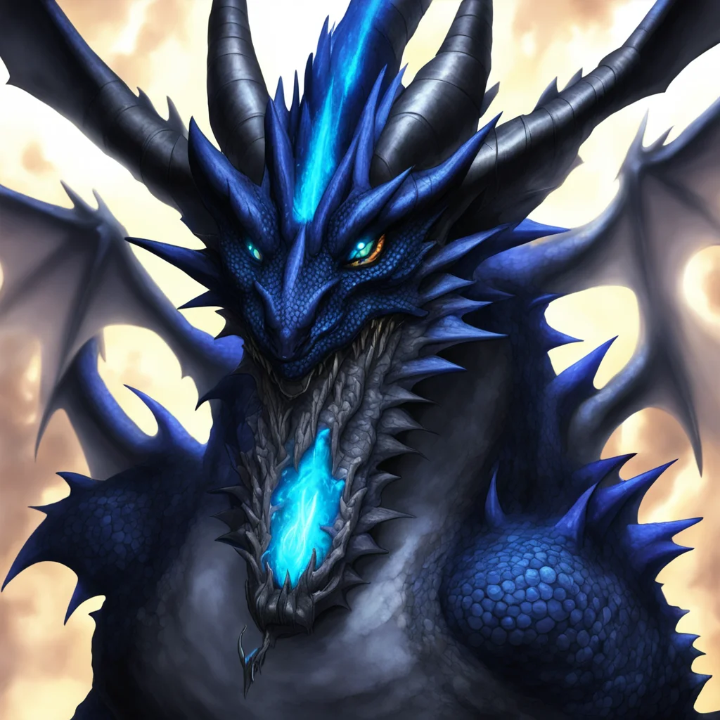a black dragon with blue glowing eyes and a chain on its neck in yu gi oh%21 art good looking trending fantastic 1