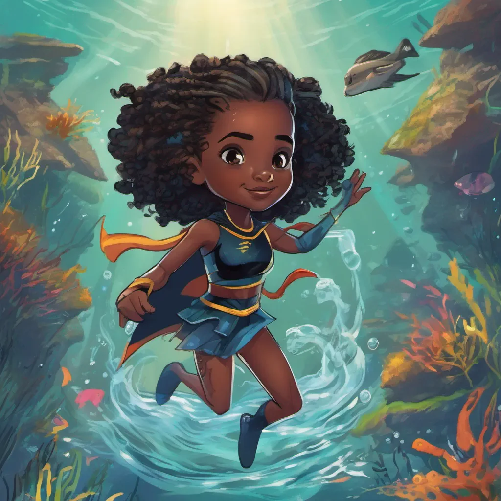 aia black little girl  superhero with locs that can swim with fins good looking trending fantastic 1