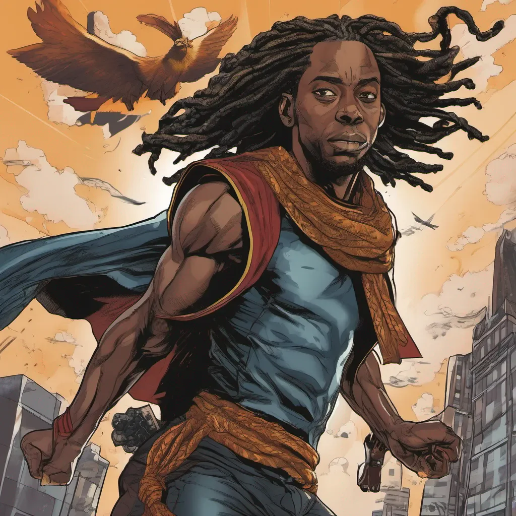 a black man with locs superhero who can fly amazing awesome portrait 2