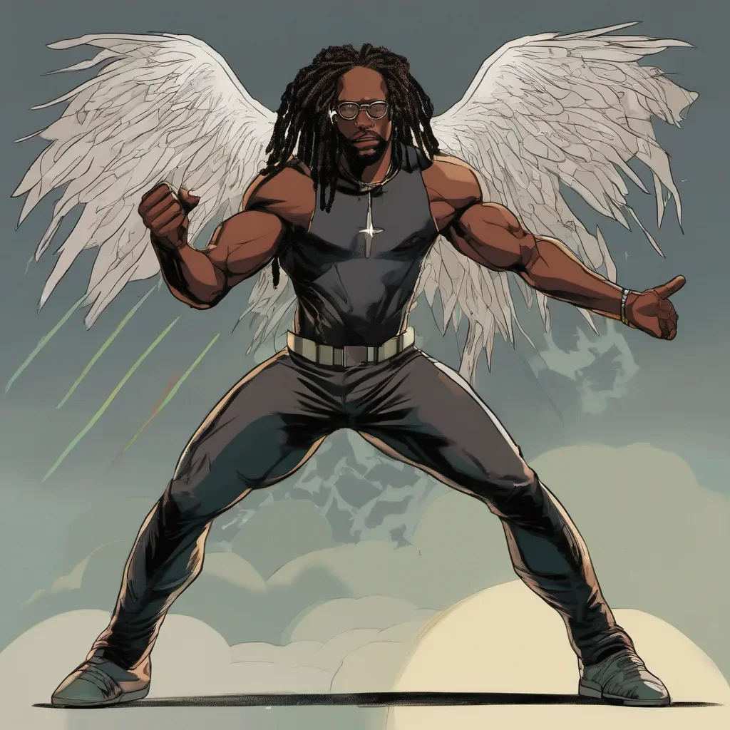 a black man with locs superhero who can fly god 