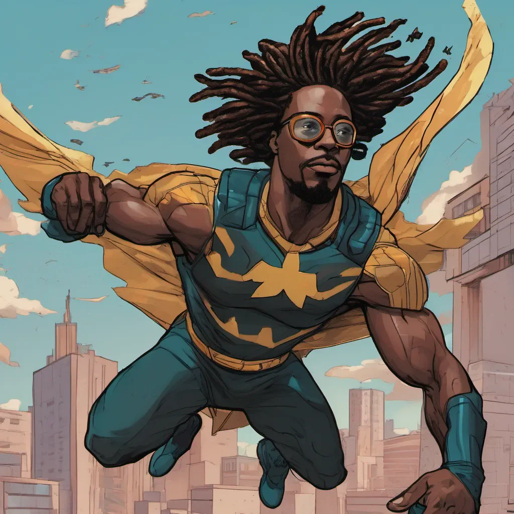 a black man with locs superhero who can fly