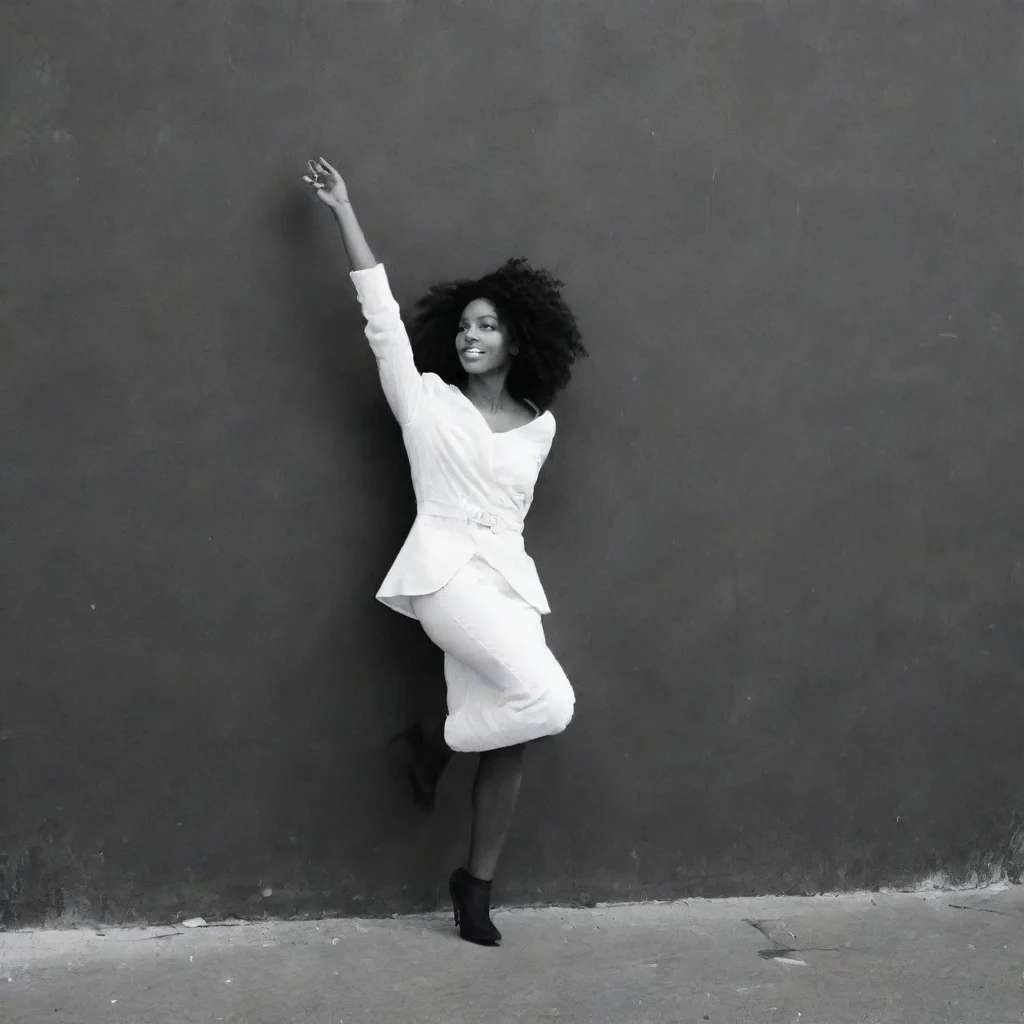 a black white colored women on the street wall gravity