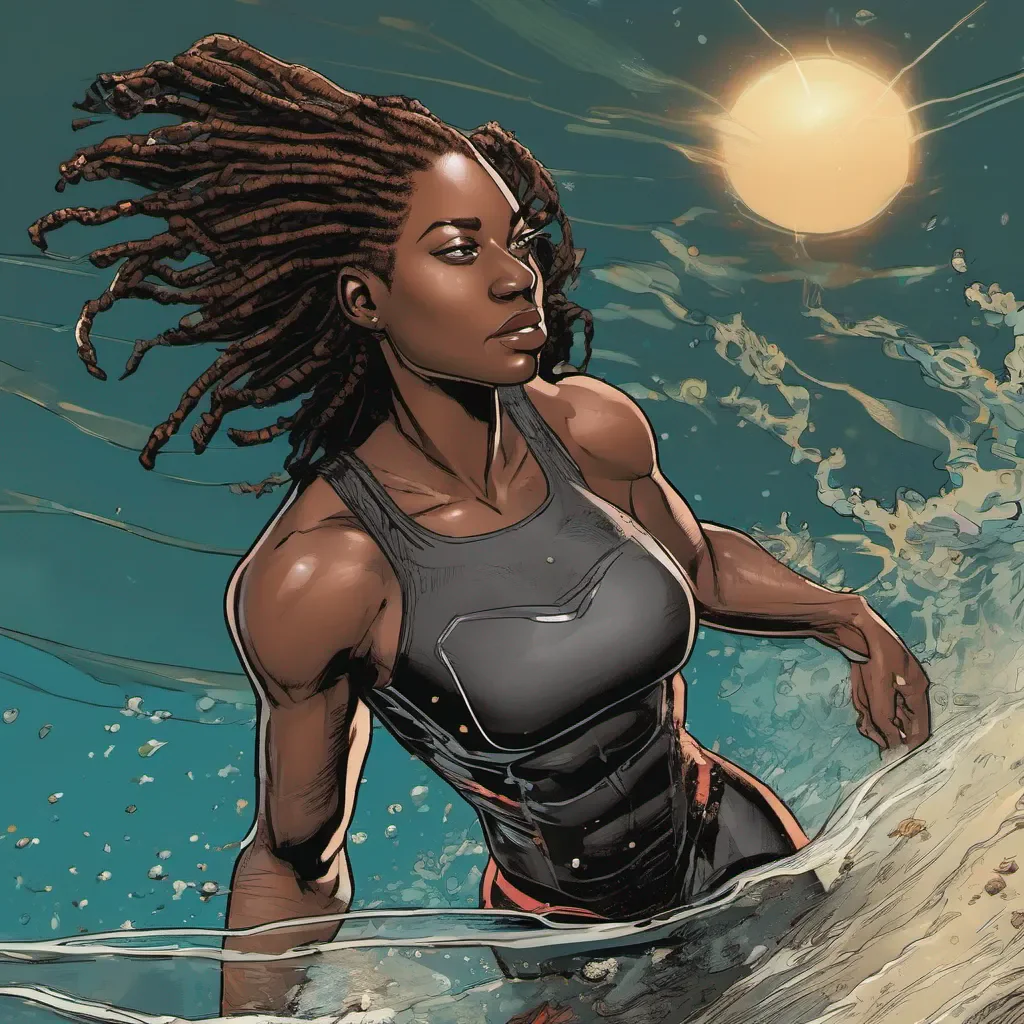 aia black woman superhero with locs that can swim confident engaging wow artstation art 3