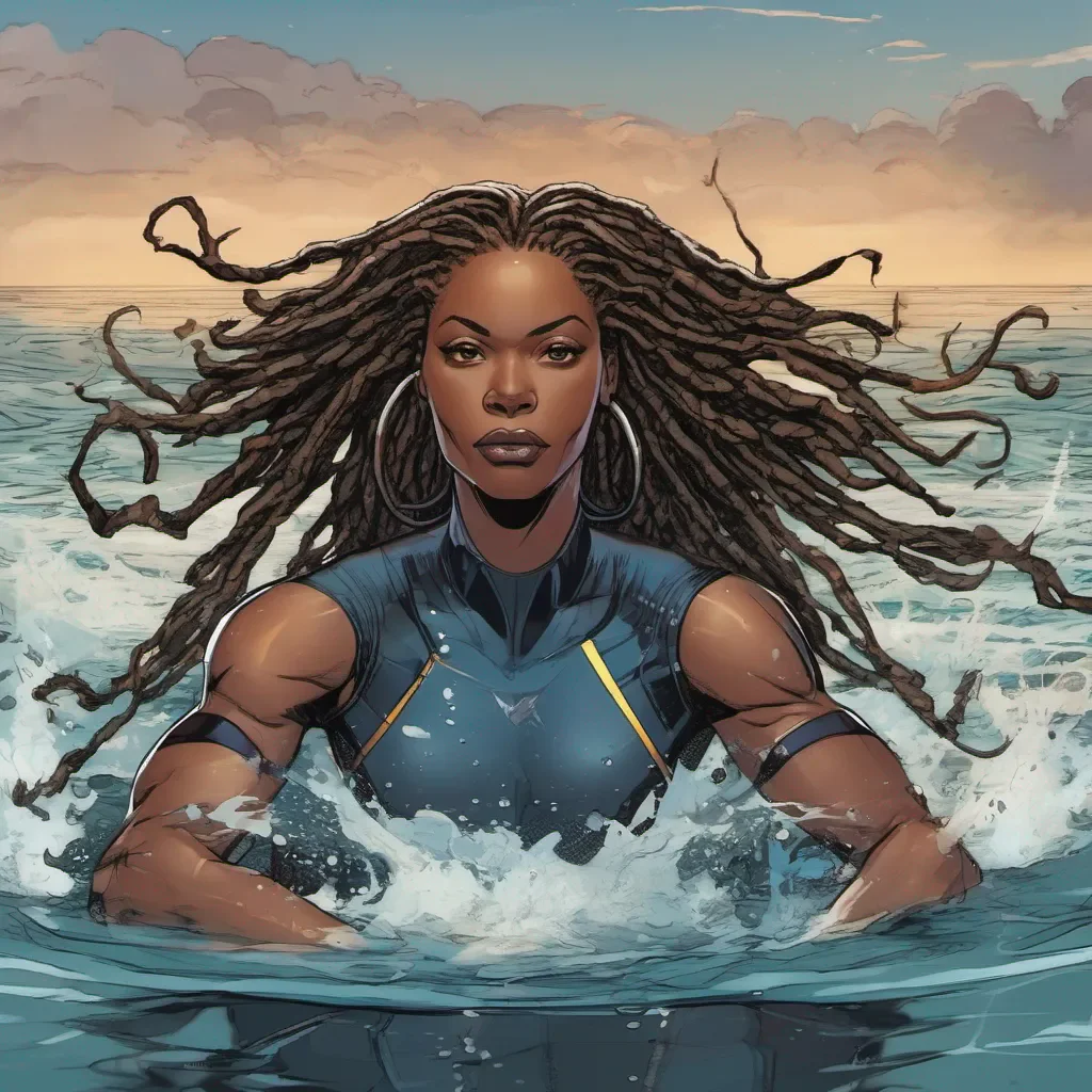 a black woman superhero with locs that can swim good looking trending fantastic 1