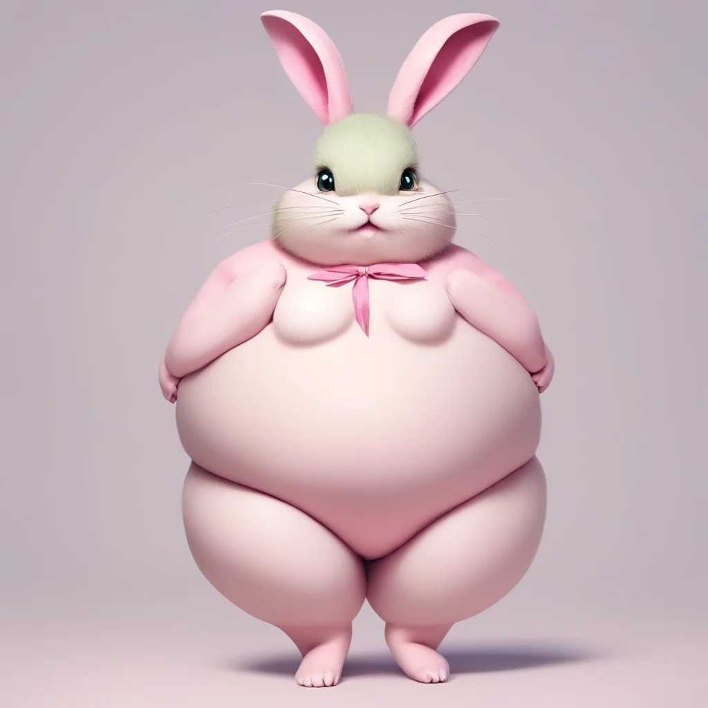 a bunny girl with a giant belly