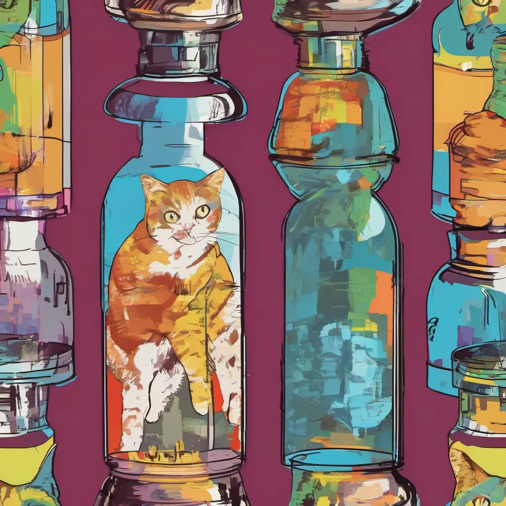 a cat in the bottle pop art amazing awesome portrait 2