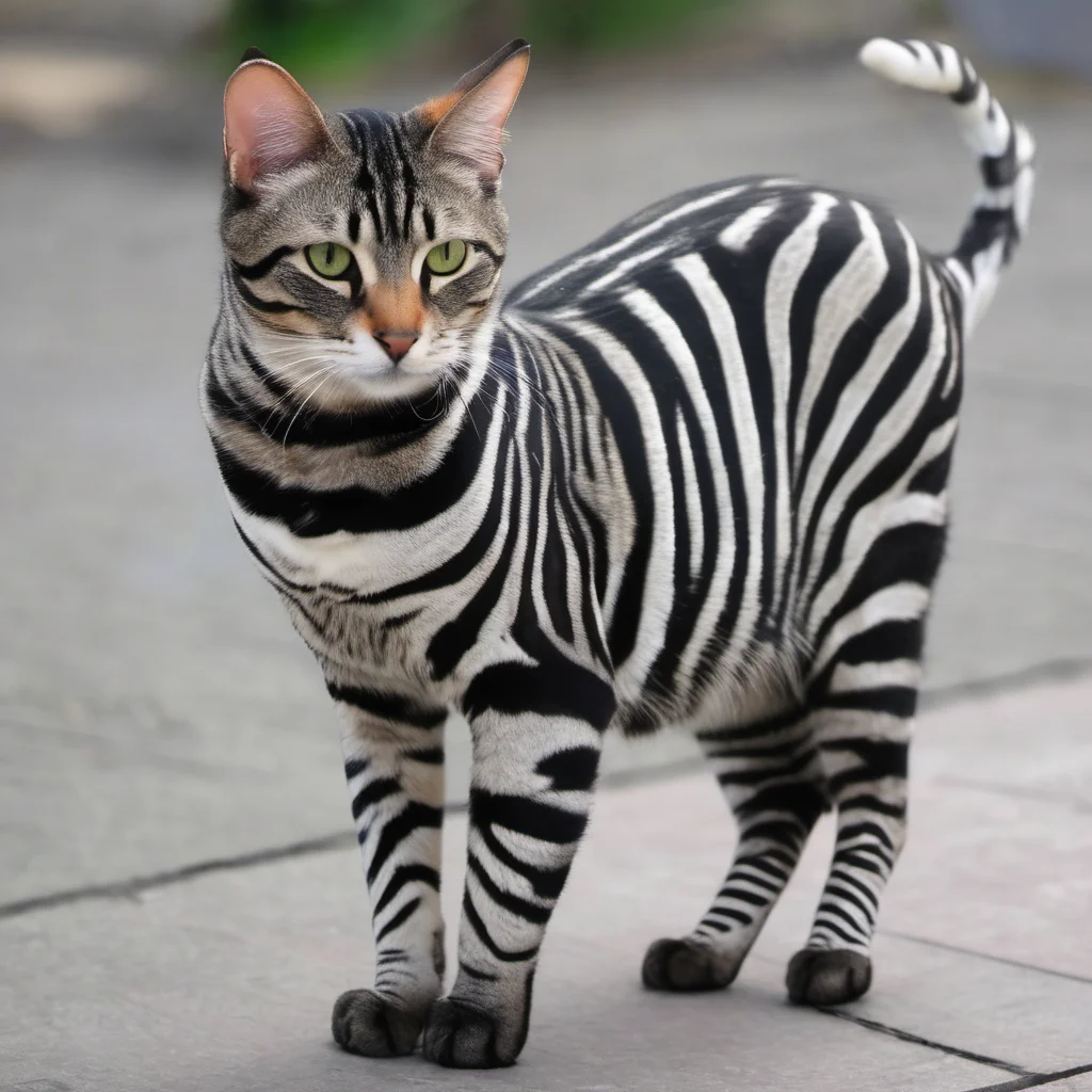 a cat looking like a zebra 