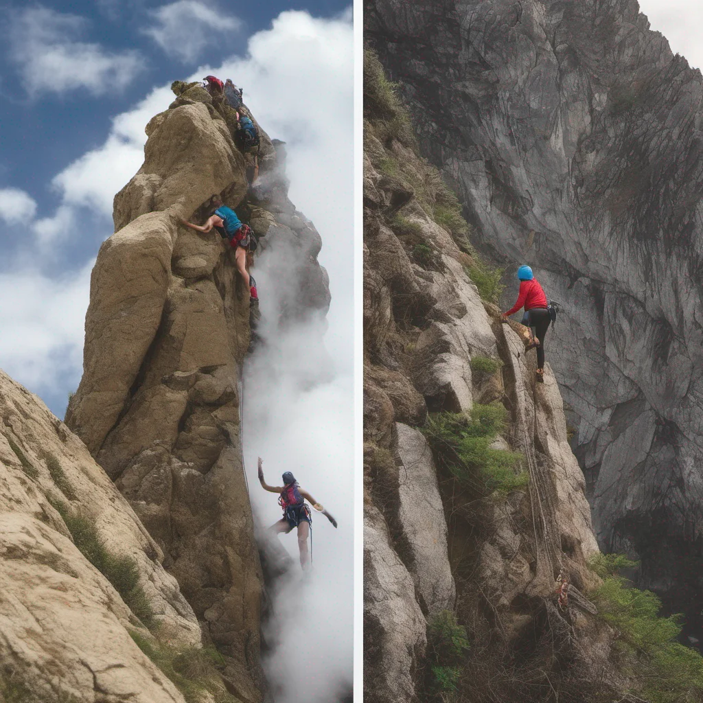 aia climber on one side of the mountain%2C a female climber on the other side of the mountain confident engaging wow artstation art 3